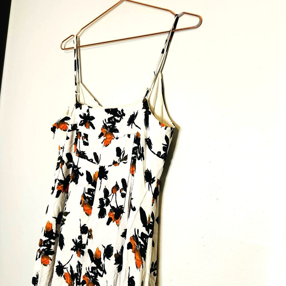Derek Lam Floral Camisole Button Front V-Neck Slit Front Stretch Crepe Dress 10 - Picture 14 of 16